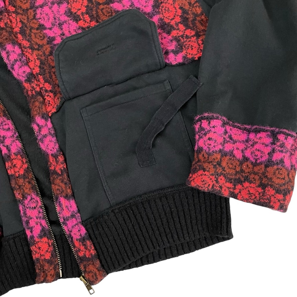 Free People Rockwell Sweater Bomber Jacket Hoodie Colorblock Large - Picture 7 of 13